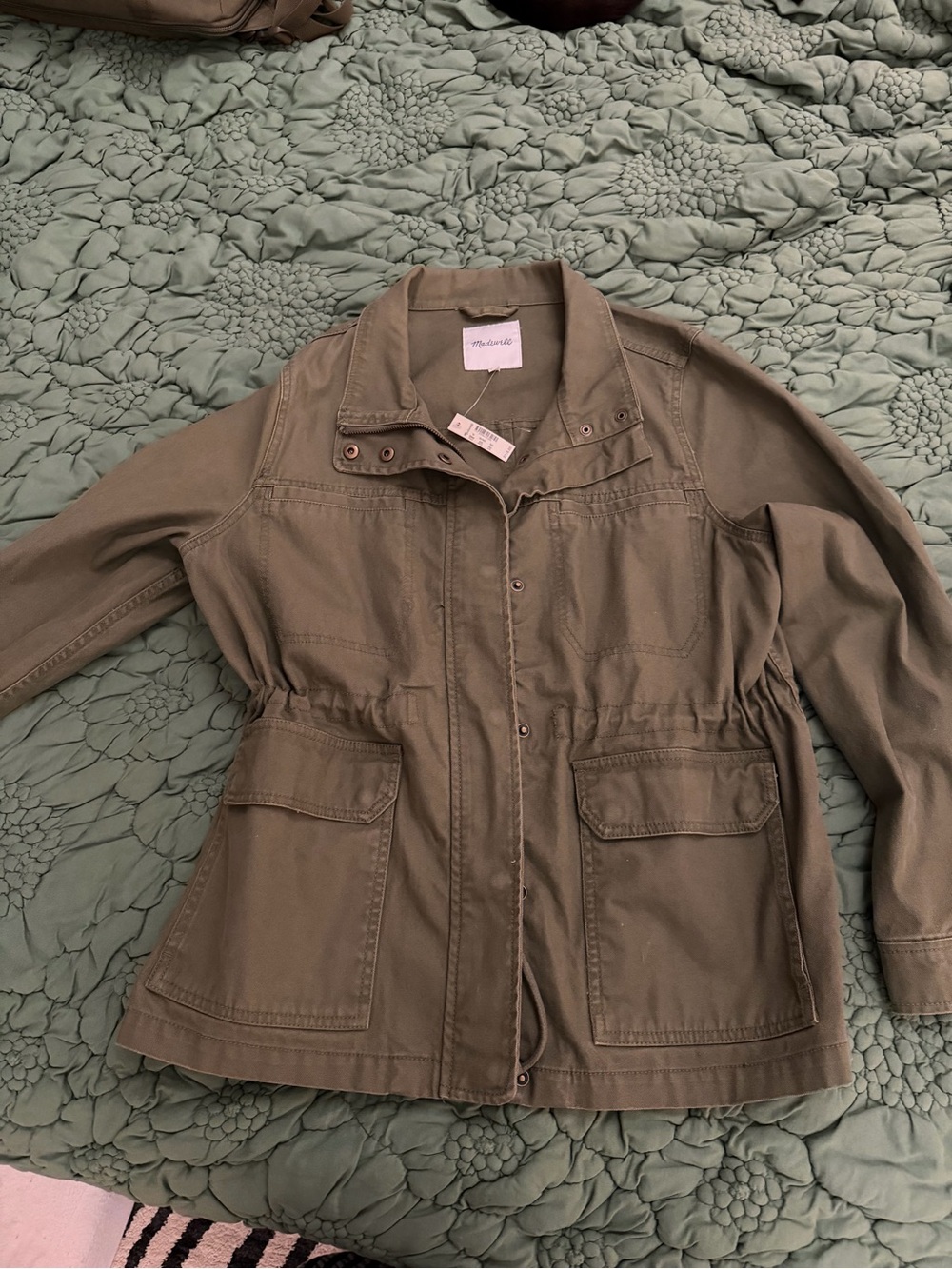 Madewell Olive Green Utility Jacket with Front Flap Pockets